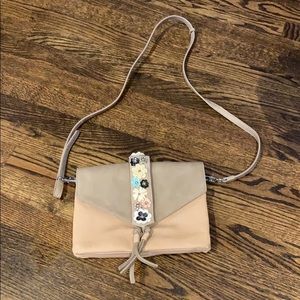 Stella & Dot tan/floral crossbody bag